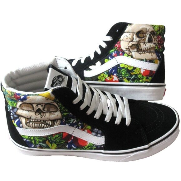 Vans Other - Vans Men's Sk8-Hi Fruit Skull Skeleton Black White Striped shoes Sizes NIB